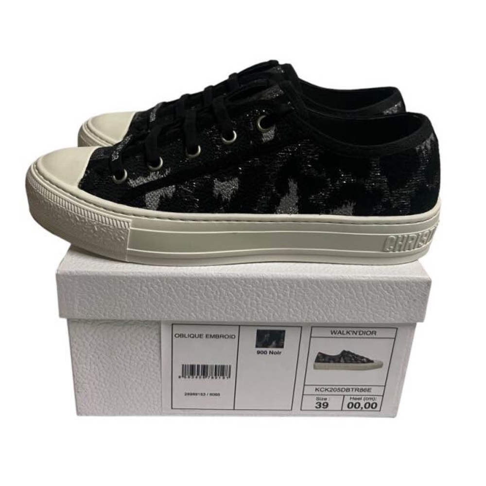 Dior Walk N Dior Black Leopard Silver IT39 W39 Women Low Trainers